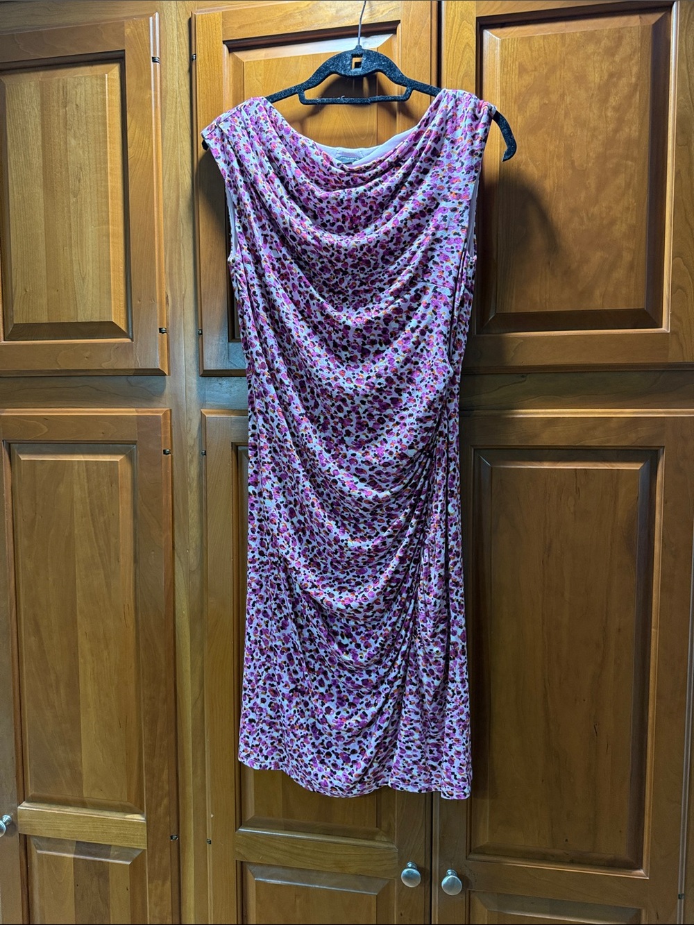 Ann Taylor Pink Floral Cowl Midi Dress